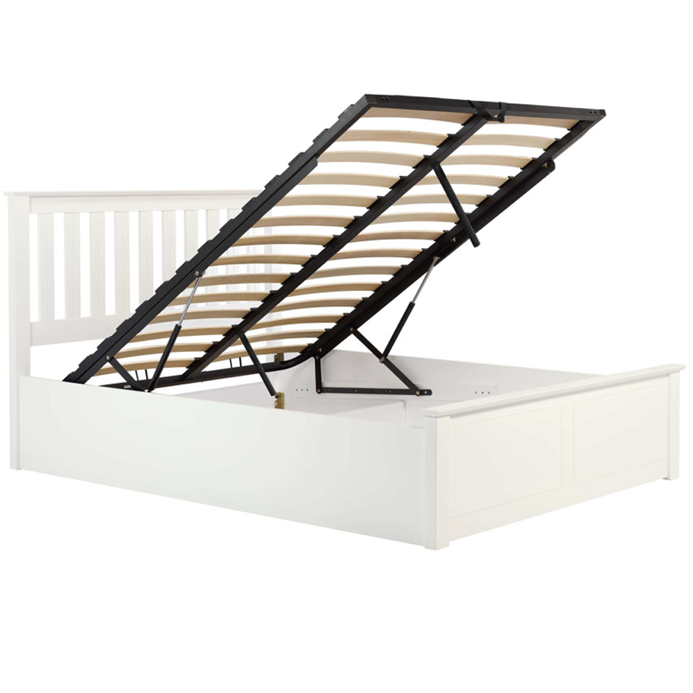 Phoney Wooden Ottoman Storage King Size Bed In White