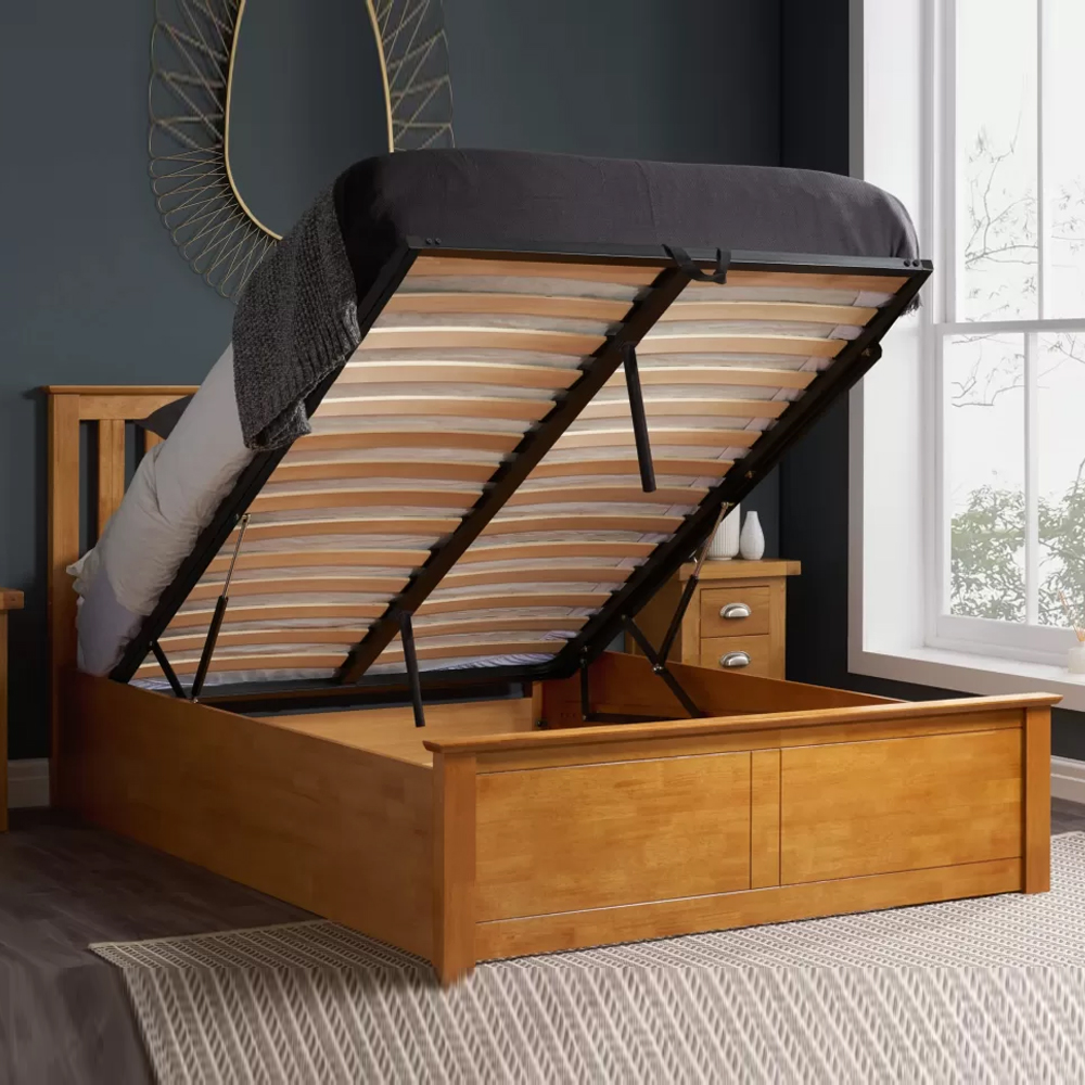 Phoney Wooden Ottoman Storage Single Bed In Oak