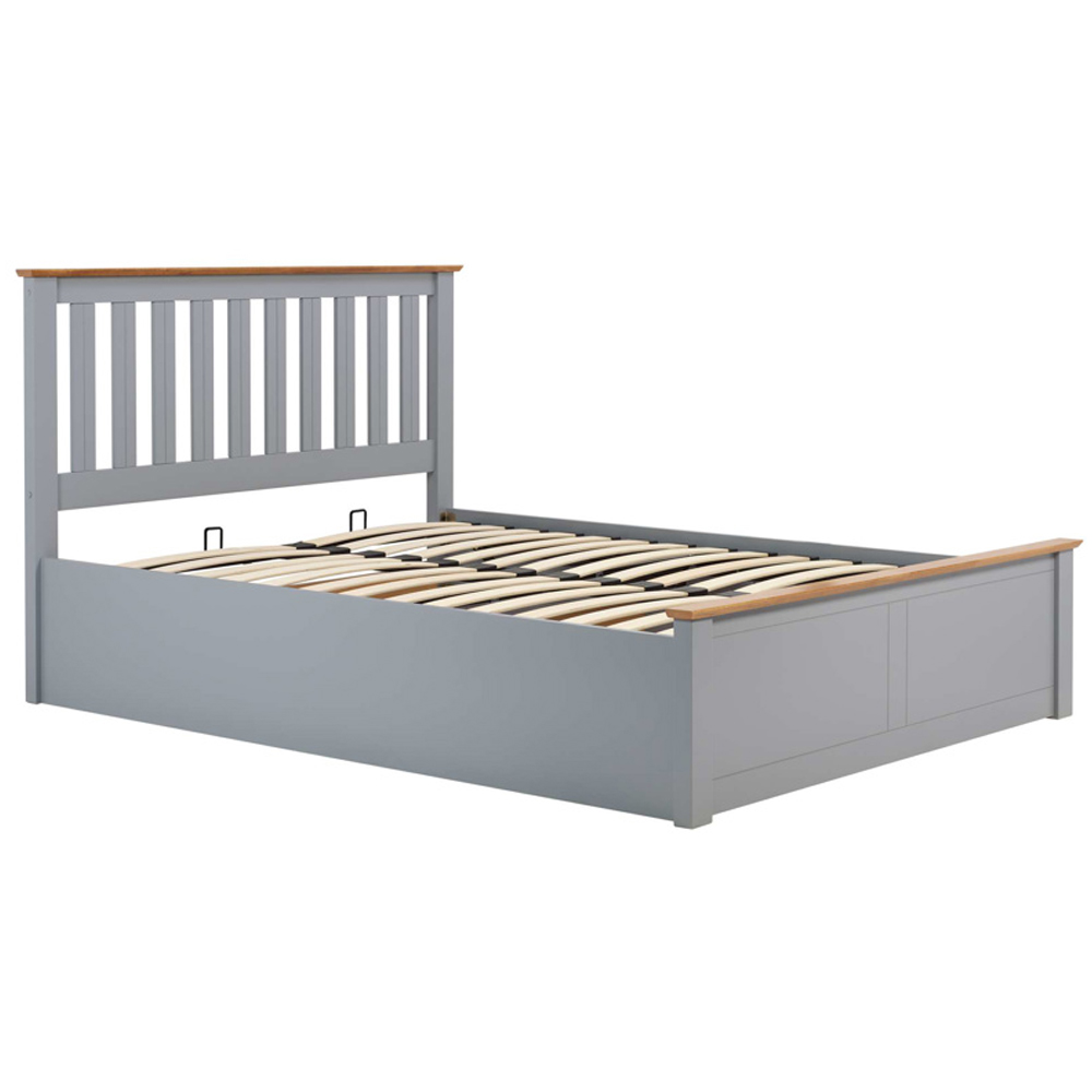 Phoney Wooden Ottoman Storage Small Double Bed In Stone Grey