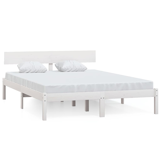 Phyre Solid Pinewood Double Bed In White