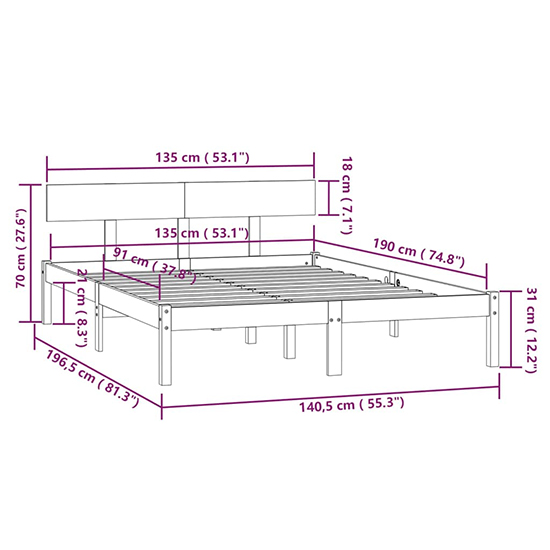Phyre Solid Pinewood Double Bed In White