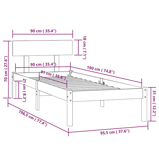 Phyre Solid Pinewood Single Bed In Black