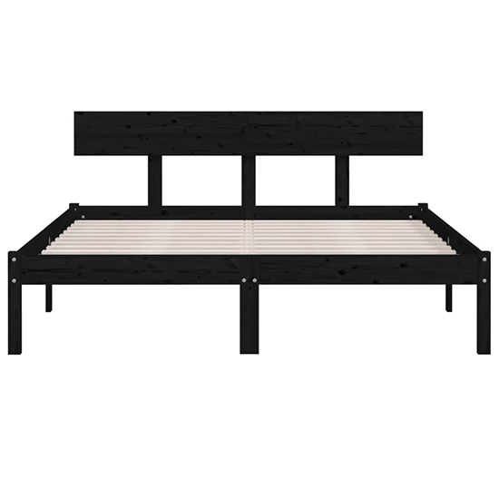 Phyre Solid Pinewood Small Double Bed In Black