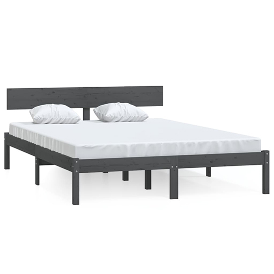 Phyre Solid Pinewood Small Double Bed In Grey