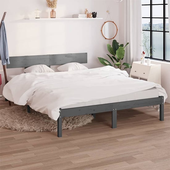 Phyre Solid Pinewood Small Double Bed In Grey_1