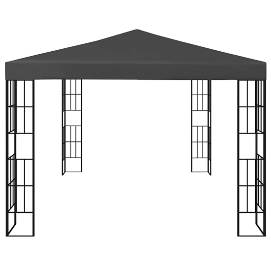 Piav Large Fabric Gazebo In Anthracite With LED String Lights