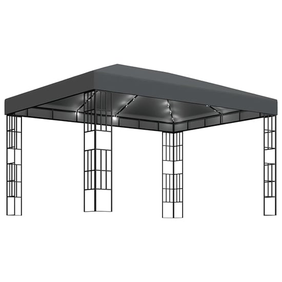 Read more about Piav large fabric gazebo in anthracite with led string lights