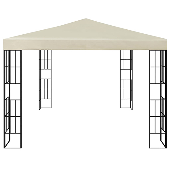 Piav Large Fabric Gazebo In Cream With LED String Lights