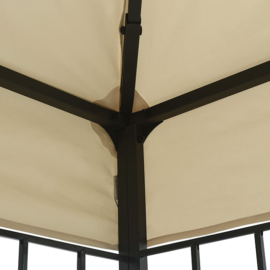 Piav Large Fabric Gazebo In Cream With LED String Lights