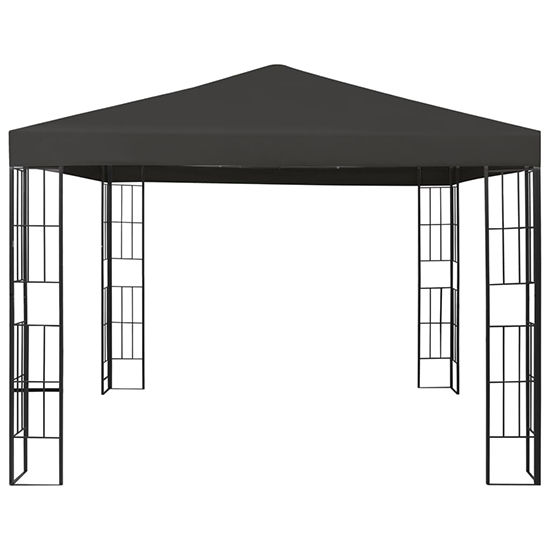 Piav Small Fabric Gazebo In Anthracite With LED String Lights