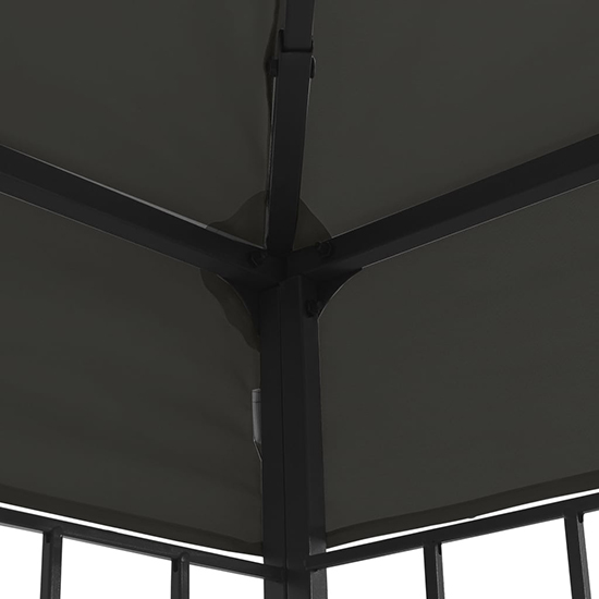 Piav Small Fabric Gazebo In Anthracite With LED String Lights