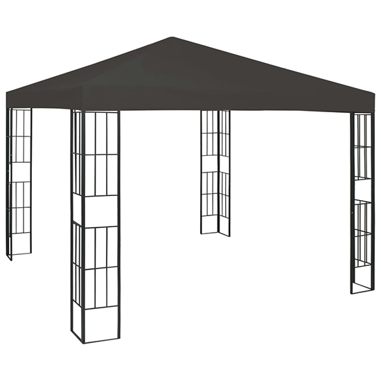 Piav Small Fabric Gazebo In Anthracite With LED String Lights