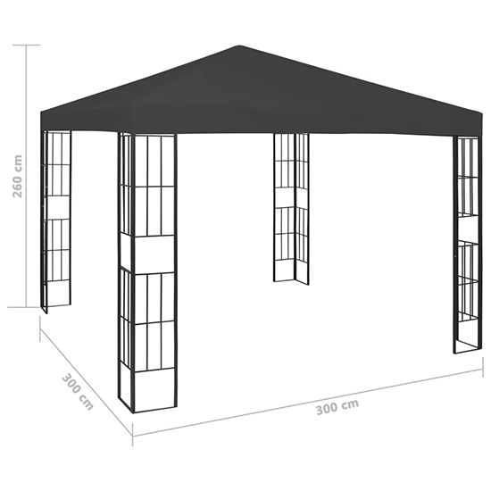 Piav Small Fabric Gazebo In Anthracite With LED String Lights