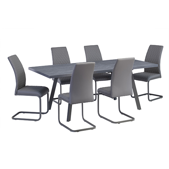 Product photograph of Paley Extending Dining Table With 6 Huskon Grey Chairs from Furniture in Fashion