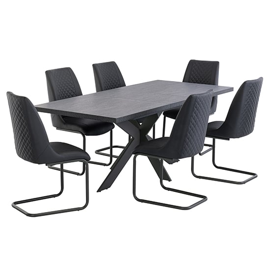 Paley Extending Dining Table With 6 Revila Grey Chairs_1