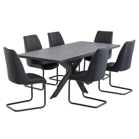 Product photograph of Paley Extending Dining Table With 6 Revila Grey Chairs from Furniture in Fashion