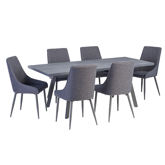 Photo of Paley extending dining table with 6 remika blue chairs