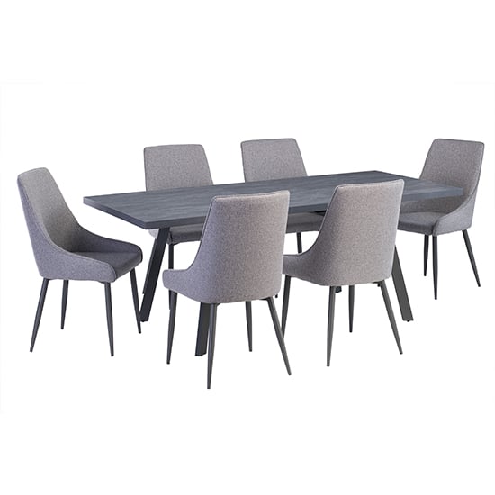 Pekato Extending Dining Table With 6 Remika Mineral Grey Chair_1