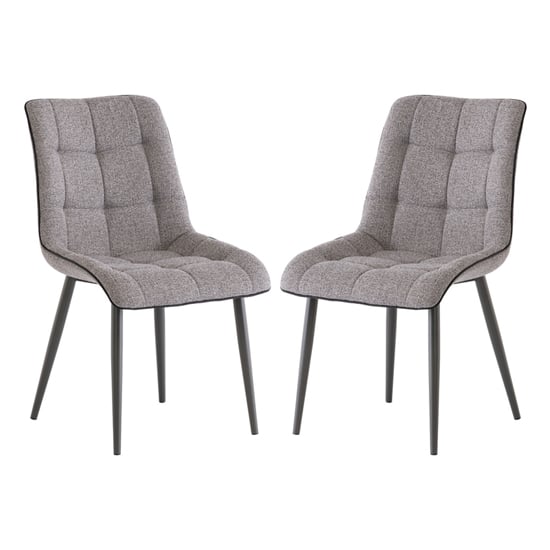 Pekato Grey Fabric Upholstered Dining Chairs In Pair