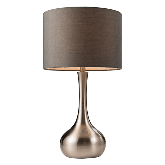 Read more about Piccadilly grey fabric touch table lamp in satin nickel