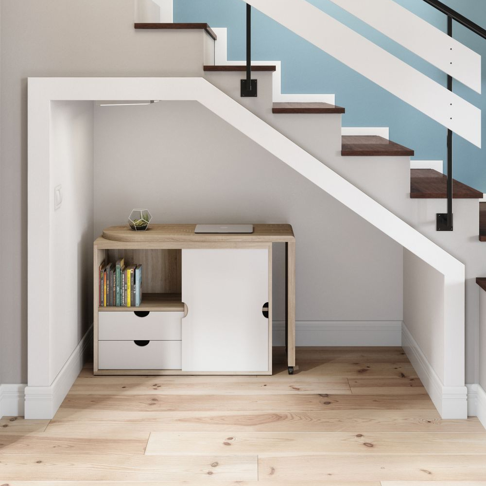 Picton Executive Wooden Laptop Desk In Sonoma Oak And White