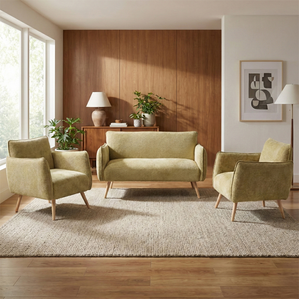 Picton Fabric 2+1+1 Seater Sofa in Olive Green