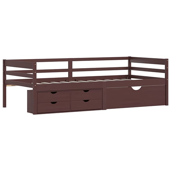 Piera Pine Wood Single Day Bed With Drawers In Dark Brown_3