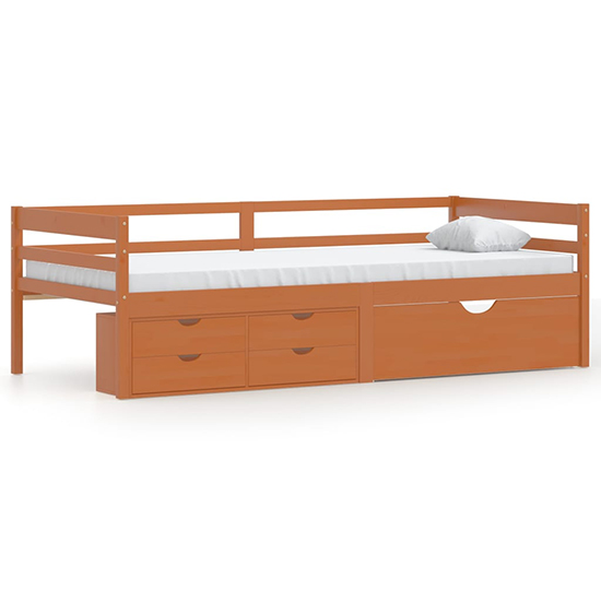 Piera Pine Wood Single Day Bed With Drawers In Honey Brown_2