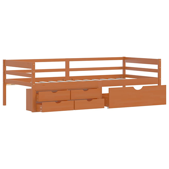Piera Pine Wood Single Day Bed With Drawers In Honey Brown_4