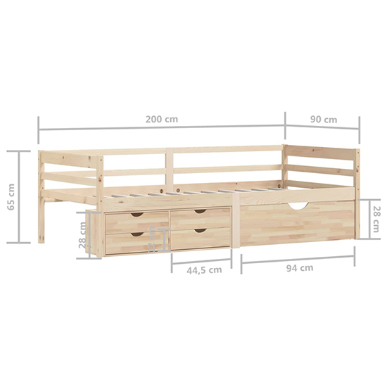 Piera Pine Wood Single Day Bed With Drawers In Natural_7
