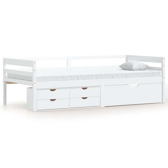 Piera Pine Wood Single Day Bed With Drawers In White_2