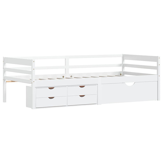 Piera Pine Wood Single Day Bed With Drawers In White_3