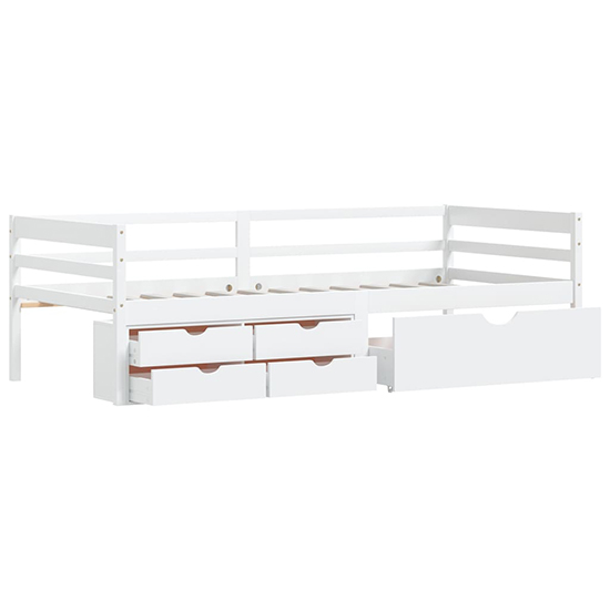 Piera Pine Wood Single Day Bed With Drawers In White_4