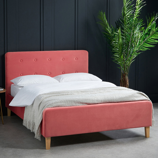 Photo of Piera velvet double bed in coral