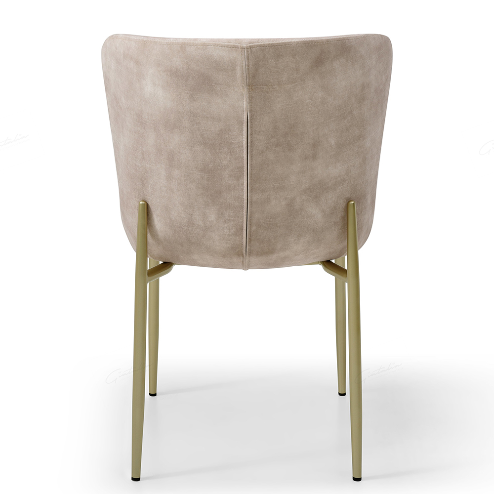 Piercy Champagne Fabric Dining Chairs With Gold Legs In Pair