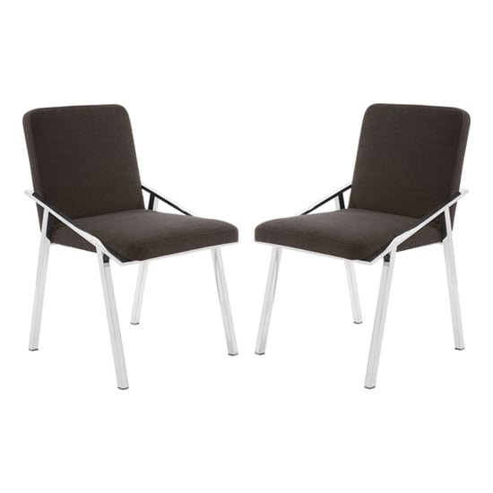 Read more about Markeb black fabric dining chairs with silver frame in a pair