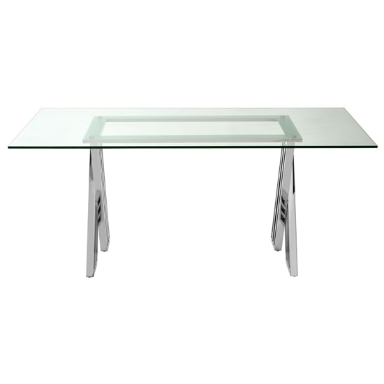 Markeb Glass Dining Table With Silver Metal Legs    _2