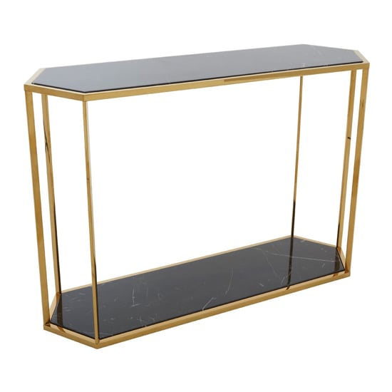 Markeb Marble Console Table In High Gloss Black    _2