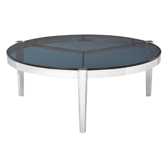 Piermount Round Glass Coffee Table With Grey Legs FiF