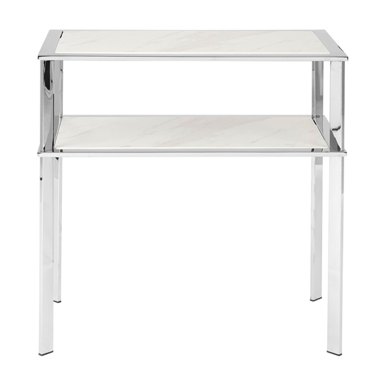 Piermount Stainless Steel 2 Shelves End Table In Silver FiF