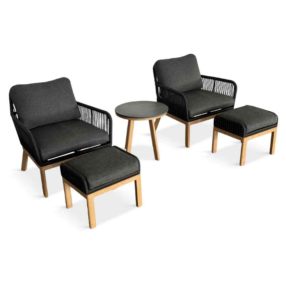 Piero Aluminium Garden Lounge Set in Charcoal Grey and Oak