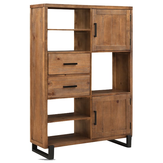 Read more about Pierre high display cabinet 2 doors 2 drawers in rustic oak