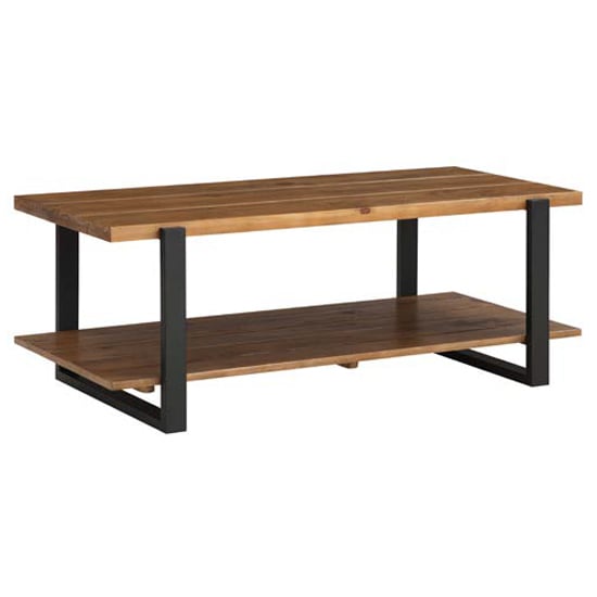 Pierre Pine Wood Coffee Table With Shelf In Rustic Oak