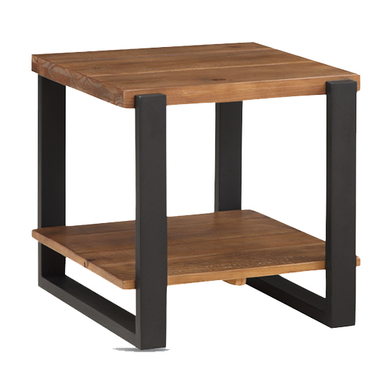 Read more about Pierre pine wood lamp table with shelf in rustic oak