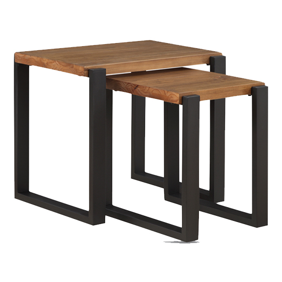 Read more about Pierre pine wood nest of 2 tables in rustic oak