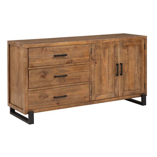 Read more about Pierre pine wood sideboard with 2 doors 3 drawers in rustic oak