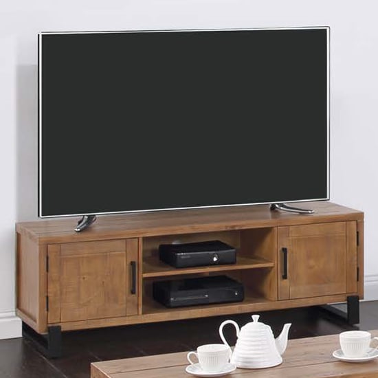 Read more about Pierre pine wood tv stand with 2 doors in rustic oak