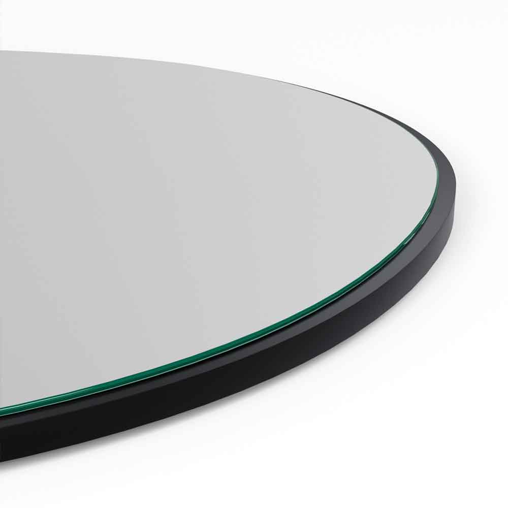 Pietra Glass Wall Mirror with Black Wooden Frame