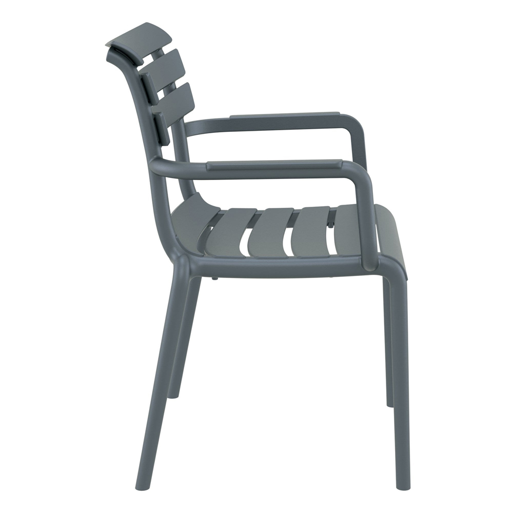 Pikeville Polypropylene Outdoor Armchairs In Dark Grey