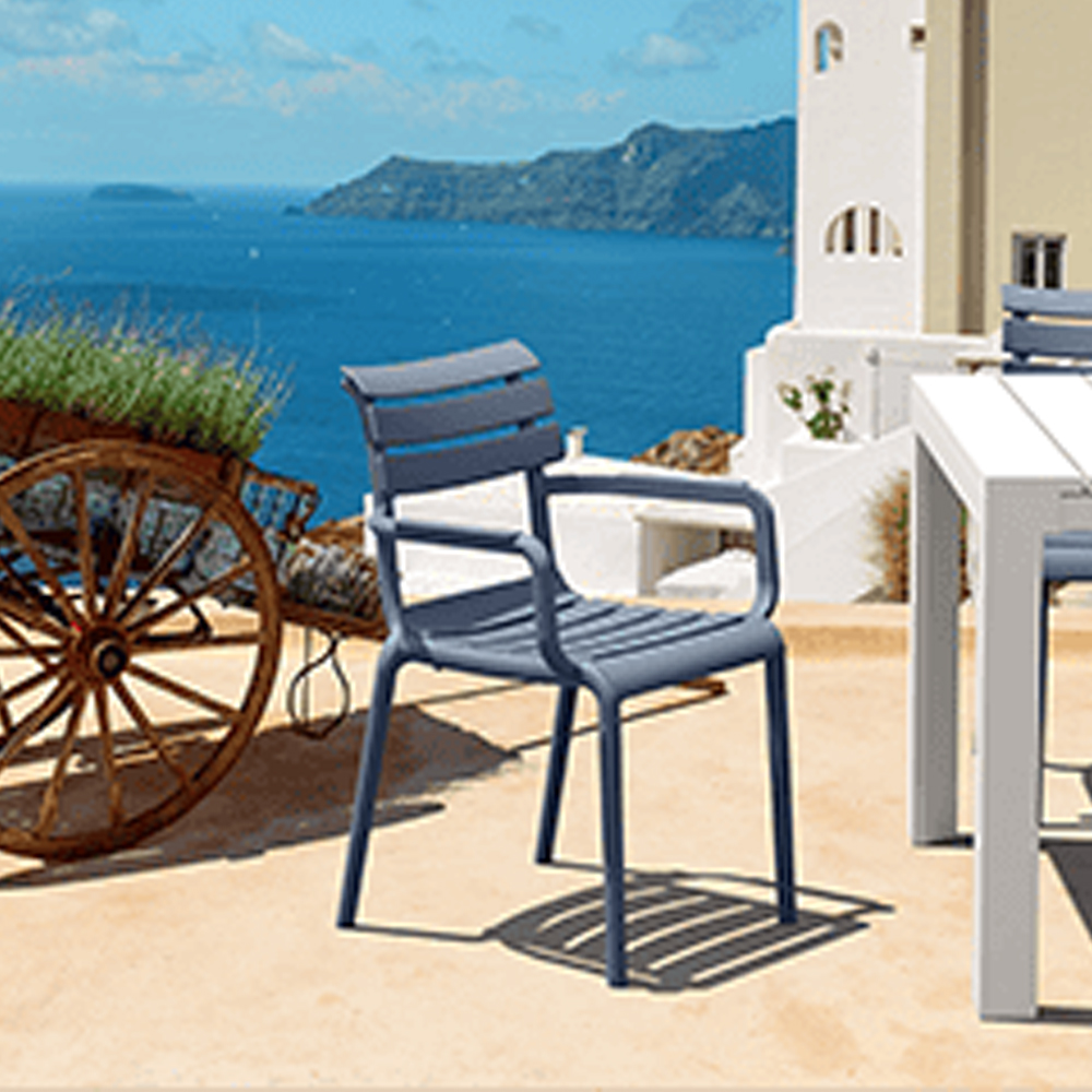 Pikeville Polypropylene Outdoor Armchairs In Dark Grey